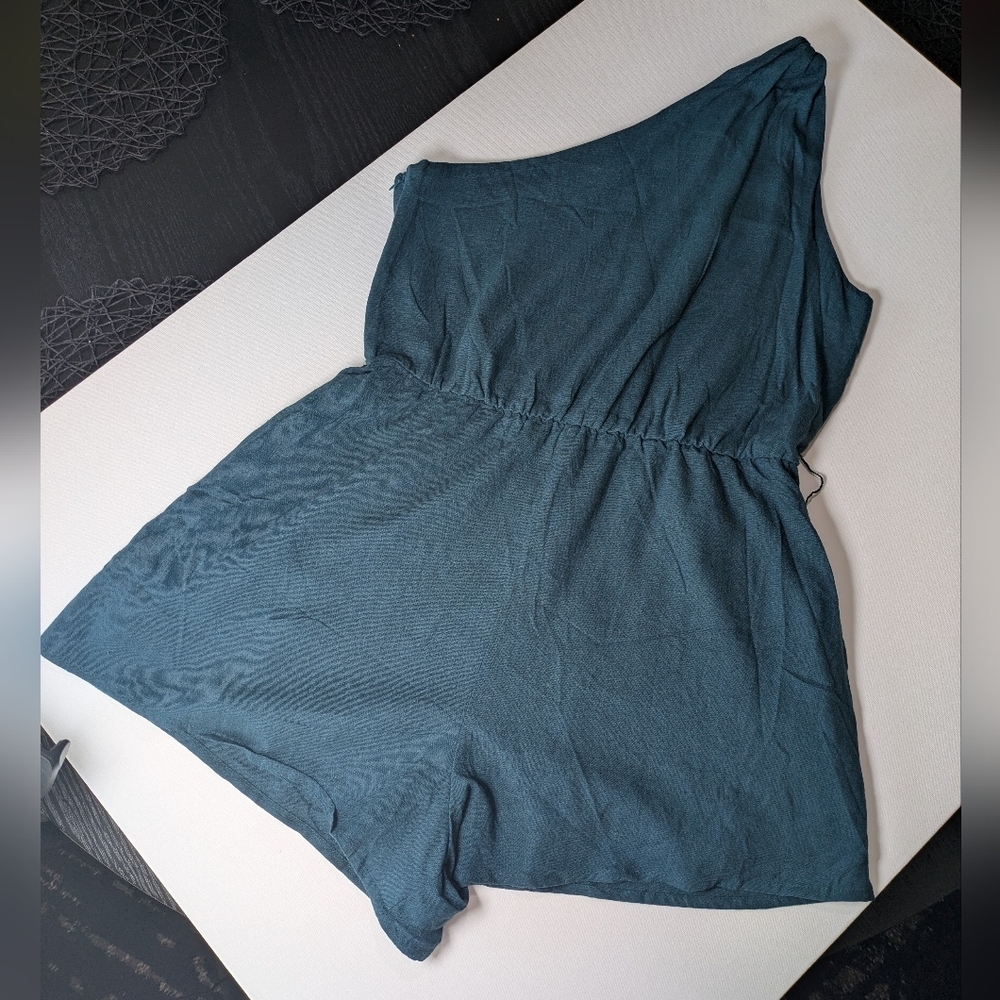 AUTOMET New Womens Rompers One Shoulder Jumpsuits Linen Shorts Jumper Size L - Picture 3 of 11